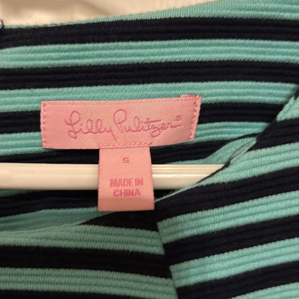 Lilly Pulitzer Charlene Dress Tropez Blue Ottoman Stripe 3/4 Sleeves Size S - Picture 3 of 5